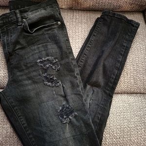 Mens H&M black distressed jeans